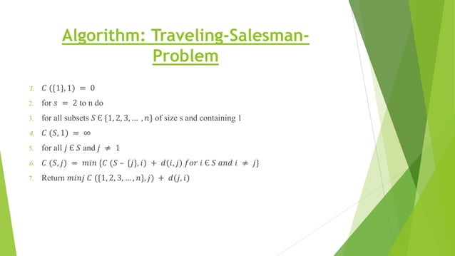 implementation of travelling salesman problem with complexity ppt | PPT