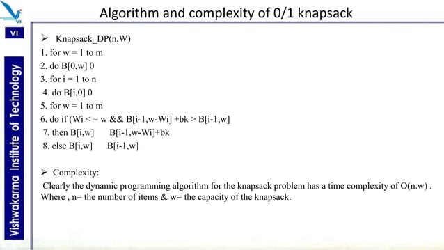 Knapsack problem using greedy approach | PPTX