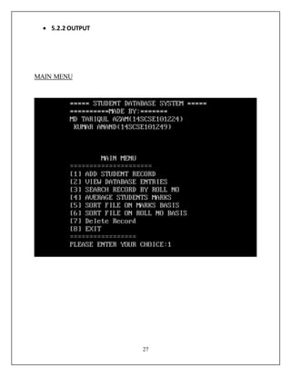 Project for Student Result System | DOCX