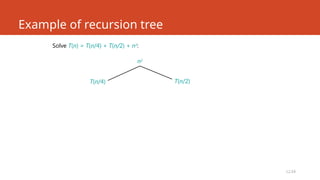 L2.54
Example of recursion tree
T(n/4) T(n/2)
n2
Solve T(n) = T(n/4) + T(n/2) + n2
:
 