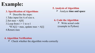 Argorithm Discribe Design and analysis of algorithm unit-1 ppt | PPTX