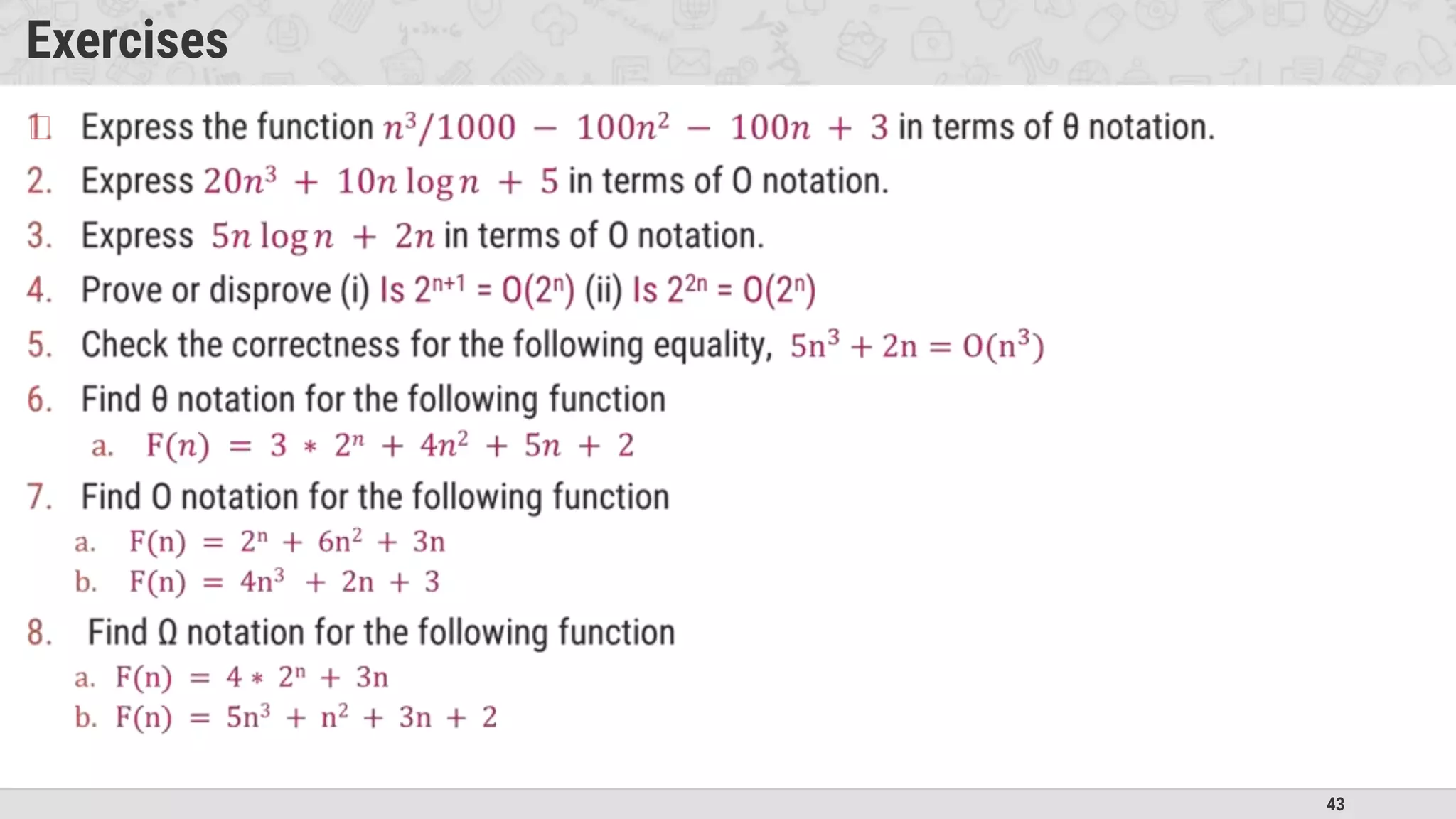 43
Exercises
�
 