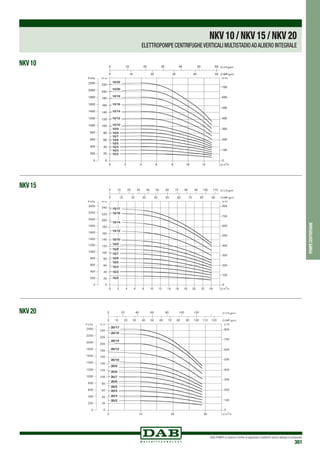DAB PUMPS si riserva il diritto di apportare modifiche senza obbligo di preavviso
381
pompecentrifughe
NKV10/NKV15/NKV20
ELETTROPOMPE CENTRIFUGHEVERTICALI MULTISTADIOADALBERO INTEGRALE
NKV 10
NKV 15
NKV 20
 
