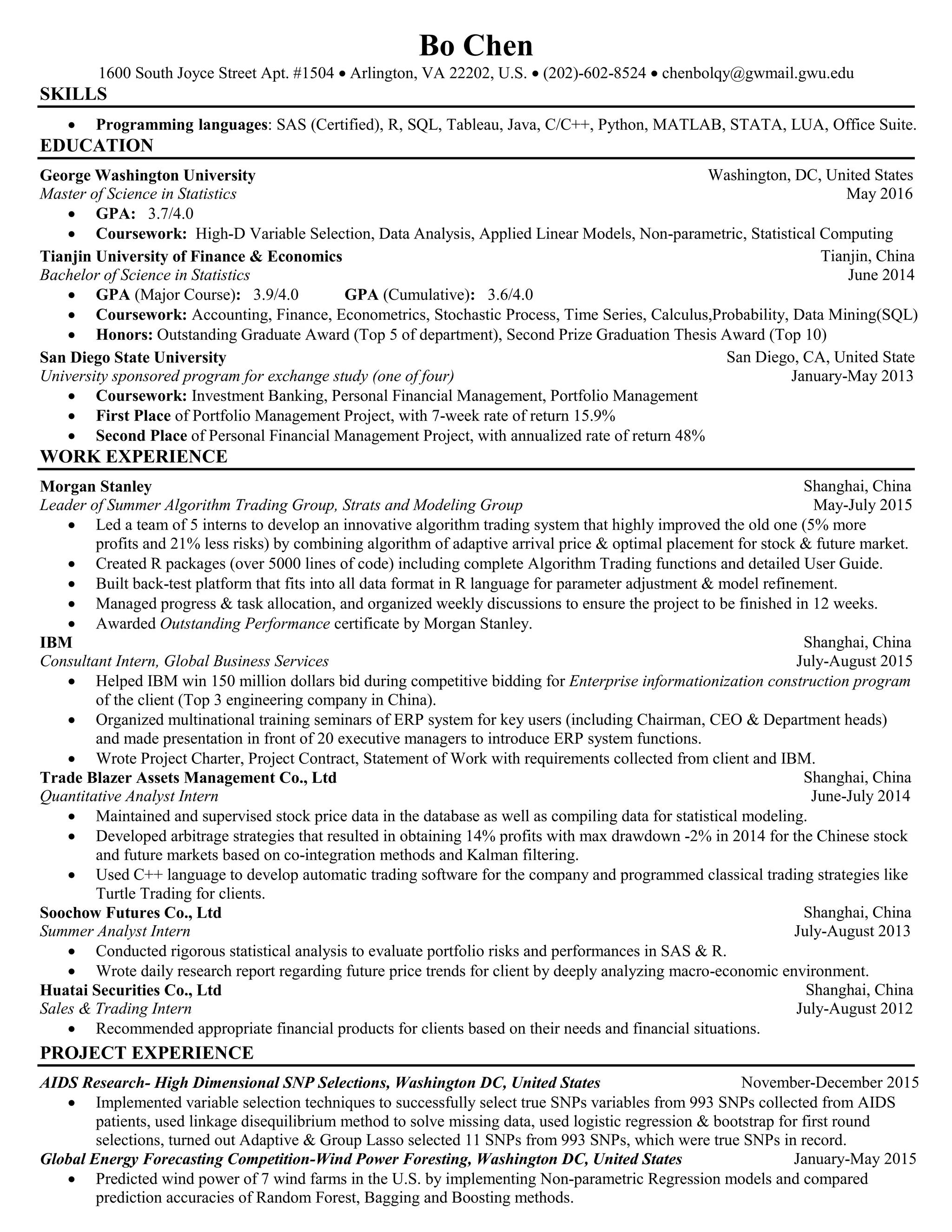 Bo Chen Resume | PDF