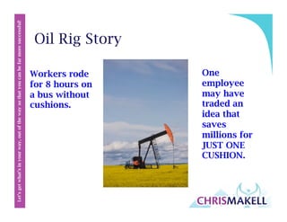 Let’sgetwhat’sinyourway,outofthewaysothatyoucanbefarmoresuccessful!
Oil Rig Story
Workers rode
for 8 hours on
a bus withou...