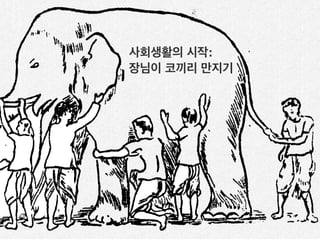 사회생활의 시작:
장님이 코끼리 만지기
 