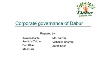 Corporate governance of Dabur
Prepared by:
 