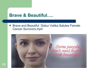 Brave & Beautiful….
 Brave and Beautiful Dabur Vatika Salutes Female
Cancer Survivors.mp4
11
 