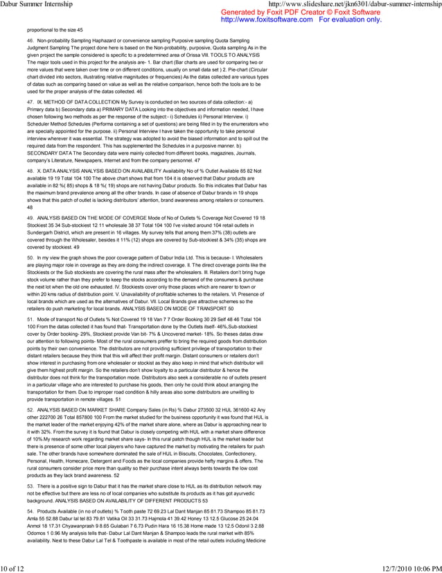 Dabur Summer Internship Pdf Business Business And Finance