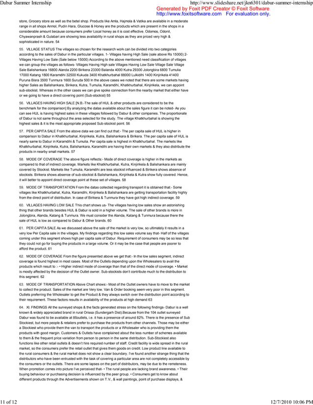 Dabur Summer Internship Pdf Business Business And Finance