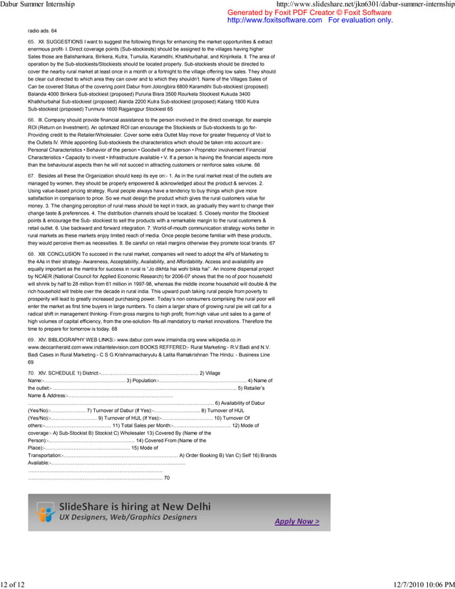 Dabur Summer Internship Pdf Business Business And Finance