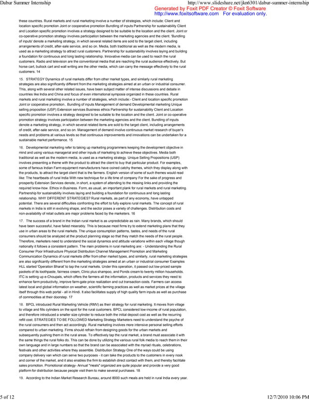 Dabur Summer Internship Pdf Business Business And Finance