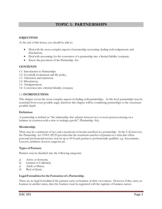 Partnership Accounting Notes Dac 301