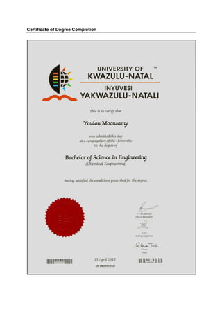 Certificate of Degree Completion
 