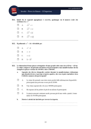 Invalsi – Prove in Itinere – II Superiore
www.guidastudenti.it
13
 