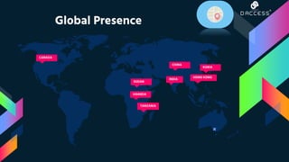 Global Presence
INDIA
CANADA
SUDAN
UGANDA
TANZANIA
CHINA
KORIA
HONG KONG
 