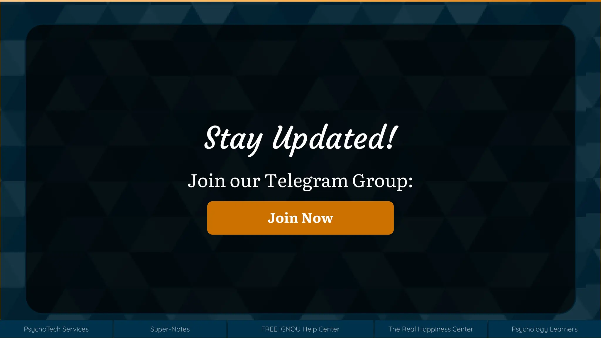 Super-Notes
Super-Notes
PsychoTech Services
PsychoTech Services
Psychology Learners
Psychology Learners
FREE IGNOU Help Center
FREE IGNOU Help Center
The Real Happiness Center
The Real Happiness Center
Stay Updated!
Join our Telegram Group:
Join Now
Join Now
 