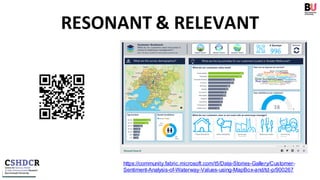 RESONANT & RELEVANT
https://community.fabric.microsoft.com/t5/Data-Stories-Gallery/Customer-
Sentiment-Analysis-of-Waterway-Values-using-MapBox-and/td-p/900267
 