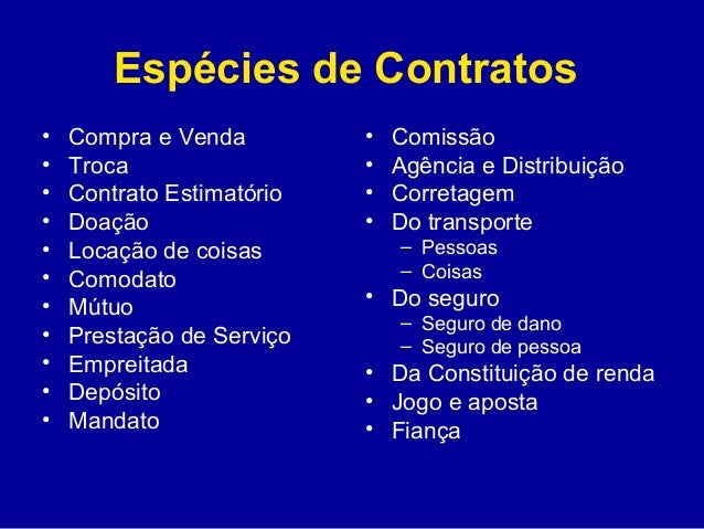 Especies de contratos