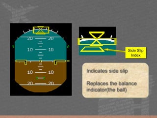 Indicates side slip
Replaces the balance
indicator(the ball)
Side Slip
Index
 