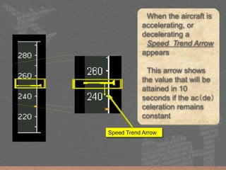 When the aircraft is
accelerating, or
decelerating a
Speed Trend Arrow
appears
This arrow shows
the value that will be
attained in 10
seconds if the ac（de）
celeration remains
constant
Speed Trend Arrow
 