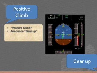 • “Positive Climb”
• Announce “Gear up”
Positive
Climb
Gear up
 
