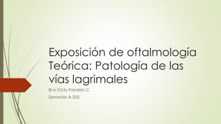 Exposición de oftalmología
Teórica: Patología de las
vías lagrimales
8vo Ciclo Paralelo C
Semestre A-205
 