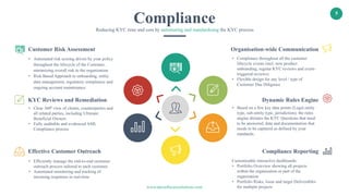 www.dacsoftwaresolutions.com
5
Compliance
Reducing KYC time and cost by automating and standardising the KYC process
• Bas...