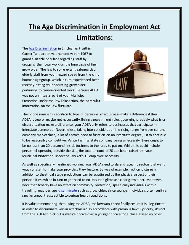 The Age Discrimination in Employment Act Limitations