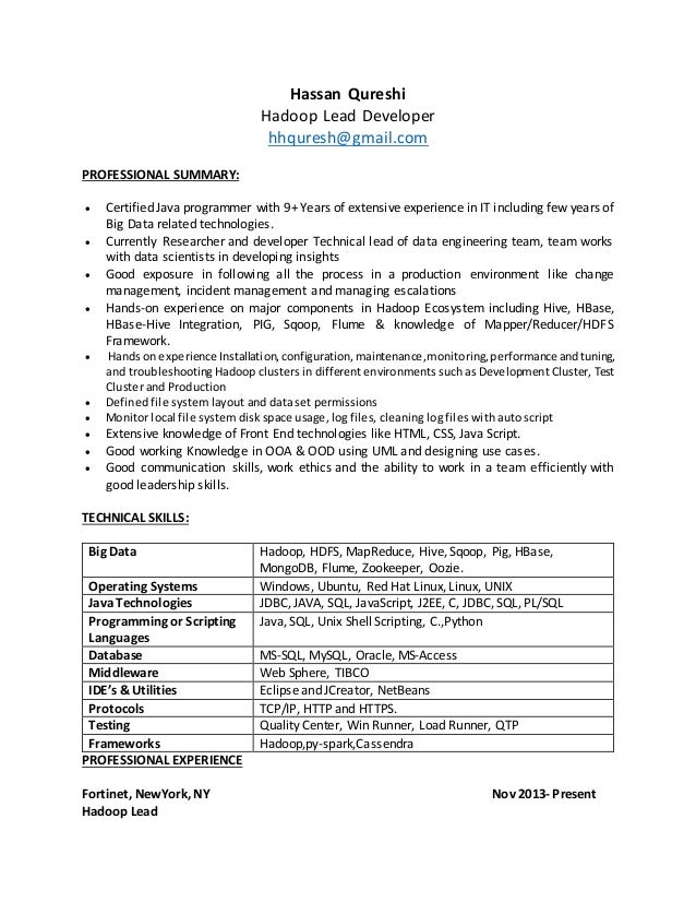 hadoop resume