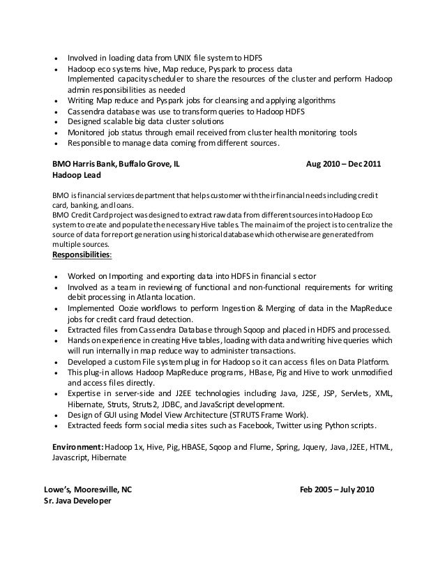 Hadoop Resume