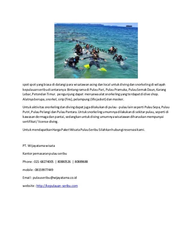 WISATA SNORKELING DAN DIVING PULAU SERIBU