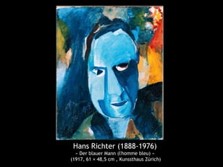 Hans Richter (1888-1976)
« Der blauer Mann (l'homme bleu) »
(1917, 61 × 48,5 cm , Kunssthaus Zürich)
 