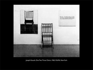 Joseph Kosuth, One Two Three Chairs, 1965, MoMA, New York 
 