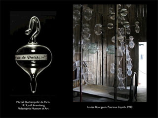 Marcel Duchamp, Air de Paris, 
1919, coll. Arensberg, 
Philadelphia Museum of Art Louise Bourgeois, Precious Liquids, 1992 
 