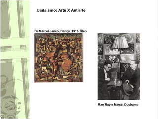 Dadaísmo: Arte X Antiarte
De Marcel Janco, Dança, 1916. Óleo
Man Ray e Marcel Duchamp
 