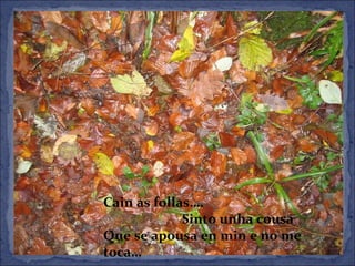 Cain as follas….   Sinto unha cousa Que se apousa en min e no me toca… 