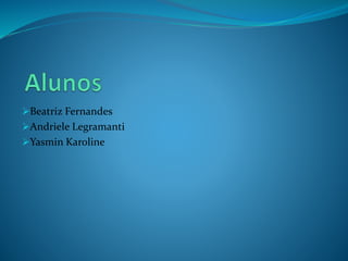 Beatriz Fernandes
Andriele Legramanti
Yasmin Karoline
 