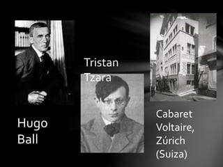 Hugo
Ball
Tristan
Tzara
Cabaret
Voltaire,
Zúrich
(Suiza)
 