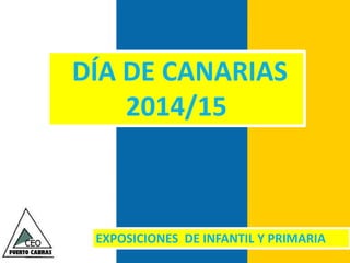 Álbum de fotografías
por Usuario
DÍA DE CANARIAS
2014/15
EXPOSICIONES DE INFANTIL Y PRIMARIA
 