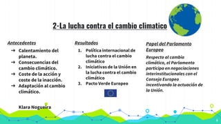 2-La lucha contra el cambio climatico
6
Antecedentes
➔ Calentamiento del
planeta.
➔ Consecuencias del
cambio climático.
➔ ...