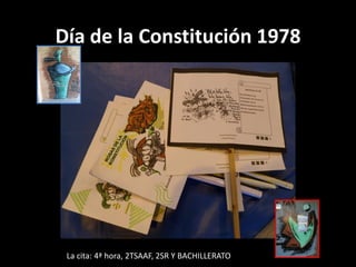 Día de la Constitución 1978




 La cita: 4ª hora, 2º TSAAF, 2SR Y BACHILLERATO
 