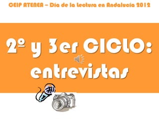 CEIP ATENEA – Día de la Lectura en Andalucía 2012




2º y 3er CICLO:
   entrevistas
 
