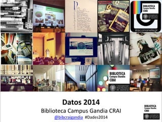 Datos 2014
Biblioteca Campus Gandia CRAI
@bibcraigandia #Dades2014
 