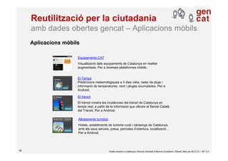 Reutilització per la ciutadania
     amb dades obertes gencat – Aplicacions mòbils
     Aplicacions mòbils

              ...