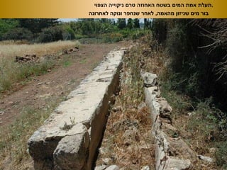 הגן ,  למרגלות המבנה בור מים שניזון מהאמה ,  לאחר שנחפר ונוקה לאחרונה תעלת אמת המים בשטח האחוזה טרם ניקוייה הצפוי . 
