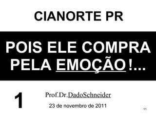 POIS ELE COMPRA PELA  EMOÇÃO   !... Prof.Dr. DadoSchneider 23 de novembro de 2011 CIANORTE PR 1 