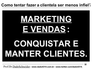 MARKETING E VENDAS   : CONQUISTAR E MANTER CLIENTES. ? Como tentar fazer   a   clientela ser menos infiel Prof.Dr. DadoSchneider  - www.   dado4314   .com.br - www.twitter.com/dado4314   