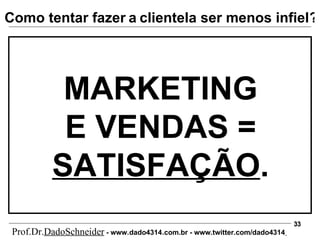 MARKETING E VENDAS =  SATISFAÇÃO . ? Como tentar fazer   a   clientela ser menos infiel Prof.Dr. DadoSchneider  - www.   dado4314   .com.br - www.twitter.com/dado4314   