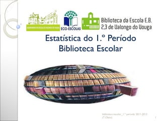 Estatística do 1.º Período Biblioteca Escolar biblioteca escolar_1.º período 2011-2012 (T.Olaio) 